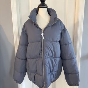 Pretty Little Thing Down-Like Coat Jacket – Slate Grey Soft Touch Nylon – Size X